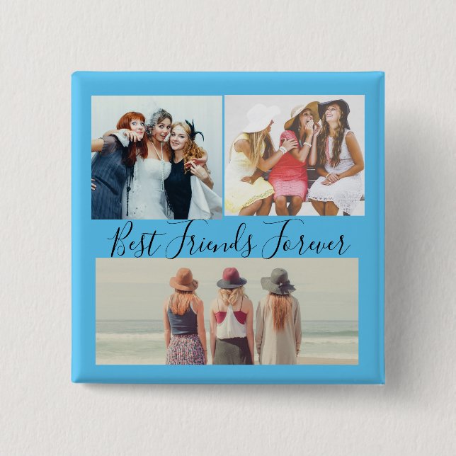 "Best Friends Forever Foto Collage Button (Vorderseite)