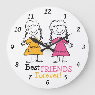 Best Friends Forever Personalized BFF Besties Große Wanduhr