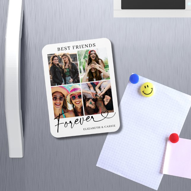 Best Friends Forever Photo Collage Heart Script Magnet (Von Creator hochgeladen)