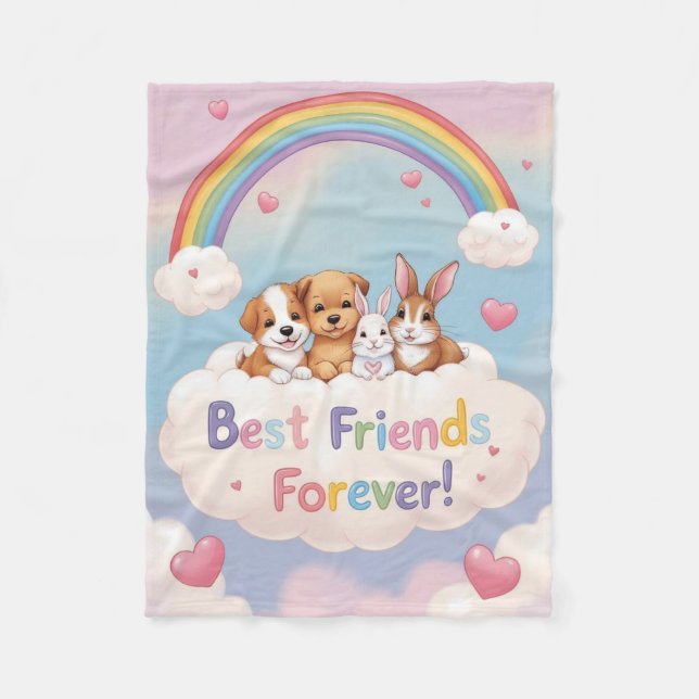 Best Friends Forever with Cute Cats Fleecedecke (Vorderseite)