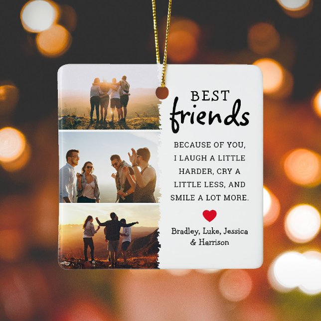 Best Friends Foto Collage & Zitat Weihnachten Keramikornament (Von Creator hochgeladen)