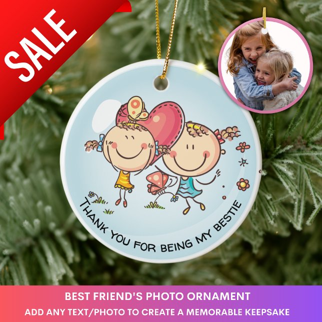 Best Friends Foto Niedliche Weihnachtsdekoration Keramik Ornament (Von Creator hochgeladen)