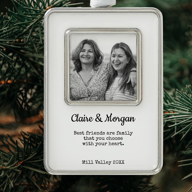 Best Friends Foto Weihnachten Rahmen-Ornament Silber (Best Friends Forever Modern Custom Photo Ornament.)