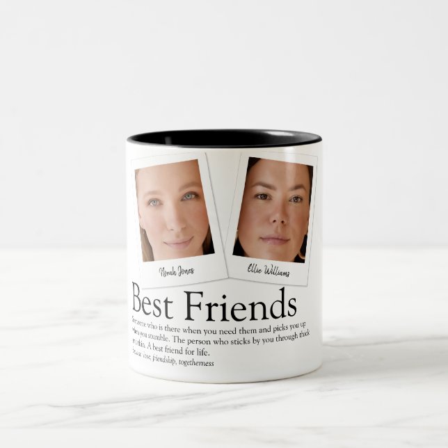 Best Friends Fotos Definition Moderne Typografie Zweifarbige Tasse (Mittel)