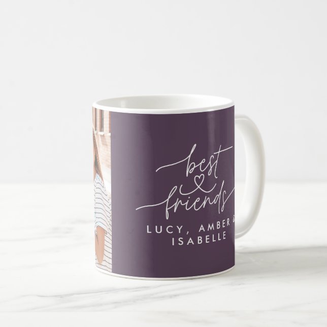 Best Friends Herzensskript Foto elegant lila Kaffeetasse (VorderseiteRechts)