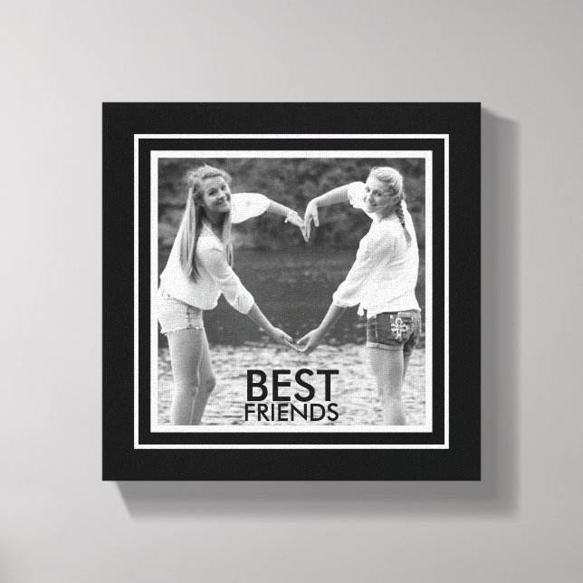 BEST Friends mit Niedlichem Schwarz-Weiß-Foto-Rahm Leinwanddruck (Vorderseite)