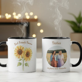 Best Friends Mug - Sunflowers & Photo Tasse