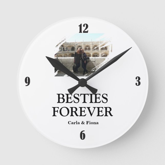 Best Friends Photo Wall Round Clock Runde Wanduhr (Vorderseite)