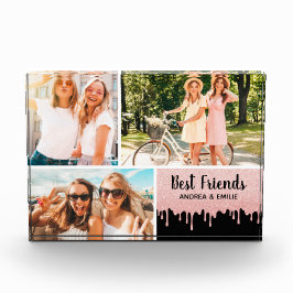 Best Friends Pink Glitzer Tropfens Foto Block