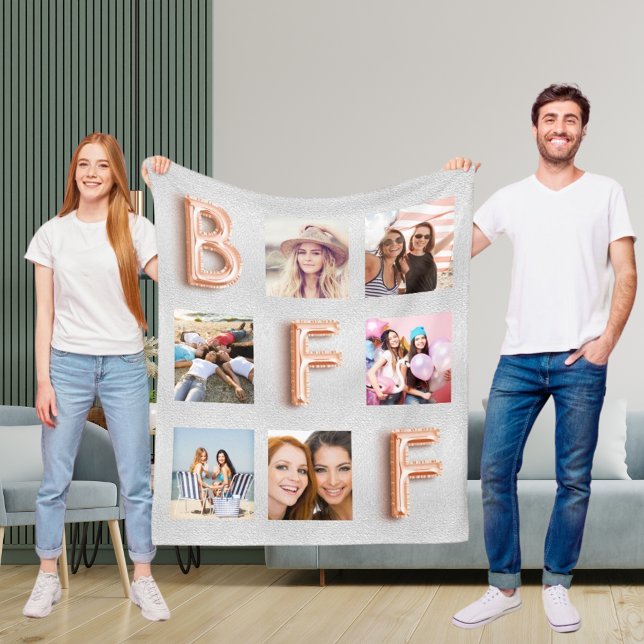 Best Friends silberne Rose Gold Foto Collage Fleecedecke (Von Creator hochgeladen)