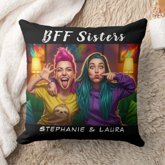 Best Friends Sisters Funny BFF  Kissen (Decke)