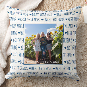 Best Friends Stylish Blue Friendship Foto Kissen