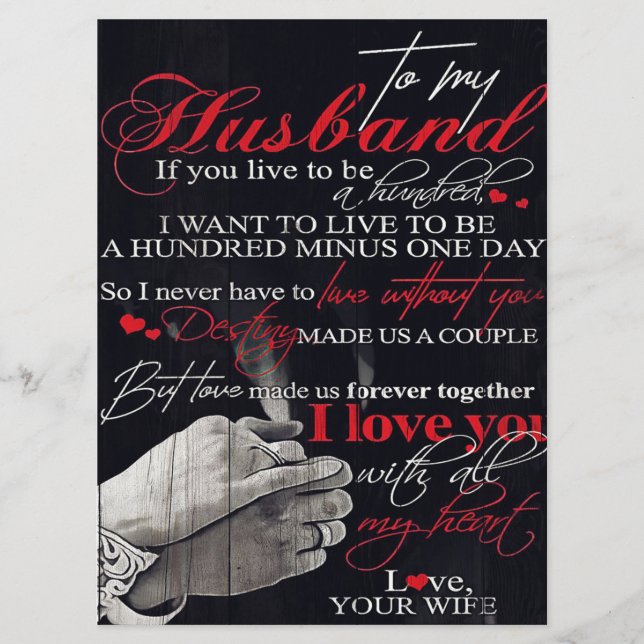 Best Gift For Husband | To My Husband Quotes Menükarte (Vorderseite)