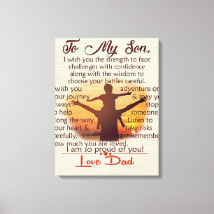 Best Gift For Son   To My Son Quotes Leinwanddruck