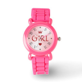 BEST GIRL JE Pink Rose Gradient Glitzer Armbanduhr