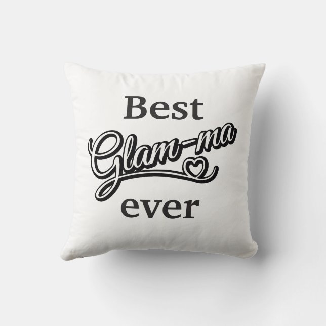 Best Glamma Ever Foto Schwarz/Weiß Kissen (Rückseite)