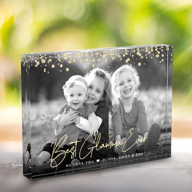 Best Glamma Ever Gold Glitzer Script Individuelle  Fotoblock (Von Creator hochgeladen)