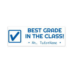 "BEST GRADE IN DER KLASSE!" + Name des Lehrers Permastempel