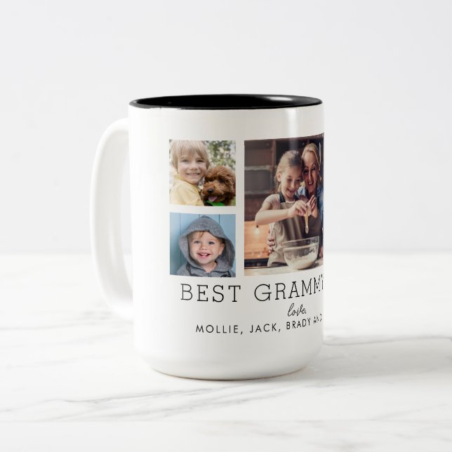 Best Grammy Ever 5-Photo Collage Keepsake Custom Zweifarbige Tasse (Vorderseite Links)