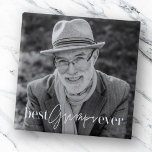 Best Grampa Ever Modernstes Foto Button<br><div class="desc">Dieses einfache und moderne Design besteht aus Serifen und kursiver Typografie und fügt ein individuelles Foto hinzu</div>