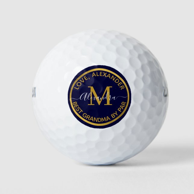 Best Grandad je Sailboat Monogram Name Navy Blue Golfball (Vorderseite)