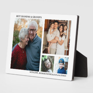 Best Grandma And Grandpa 4 Photo Collage White Fotoplatte