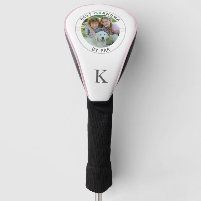 BEST GRANDMA BY PAR Foto Monogram Custom Golf Headcover (Vorderseite)