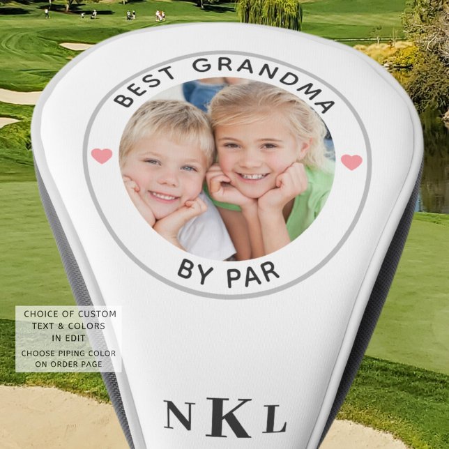 BEST GRANDMA BY PAR Foto Monogram Initial Heart Golf Headcover (Von Creator hochgeladen)