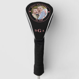 BEST GRANDMA BY PAR Monogramm Foto Schwarz Rosa Golf Headcover