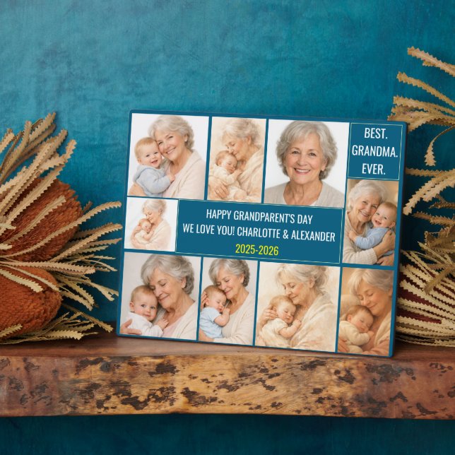 Best Grandma Ever | Custom Photo Collage Fotoplatte (Seite)
