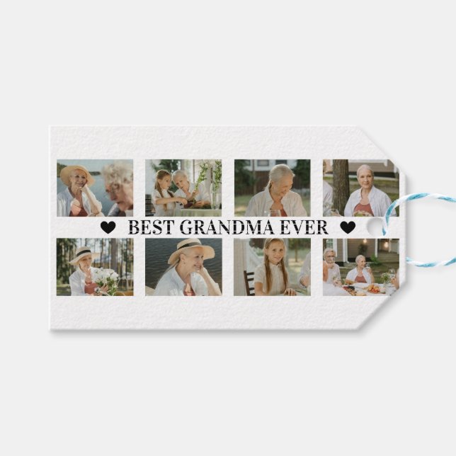Best Grandma Ever Photo Collage – Gift with Hearts Geschenkanhänger (Vorderseite (Horizontal))