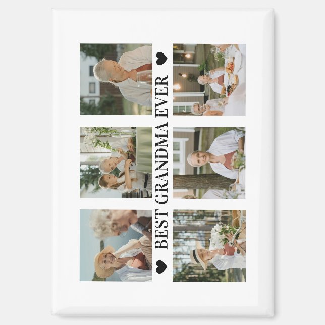 Best Grandma Ever Photo Collage – Gift with Hearts Magnet (Vorderseite)