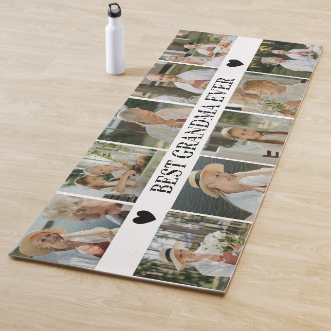 Best Grandma Ever Photo Collage – Gift with Hearts Yogamatte (Beispiel)