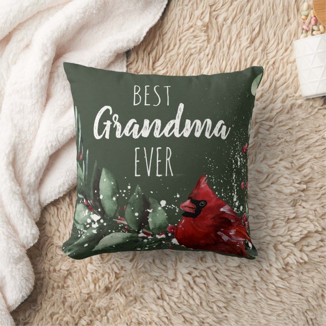 Best Grandma Ever Pretty Red Cardinal Photo Xmas Kissen (Decke)