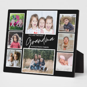 Best Grandma Grandchildren 8 Photo Collage Black Fotoplatte
