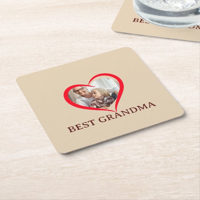 Best Grandma Personalized Photo Paper Coaster Gift Rechteckiger Pappuntersetzer (angewinkelt)