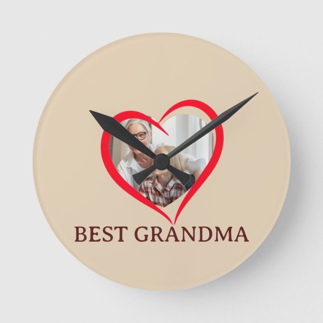 Best Grandma Personalized Wall Clock Gift Runde Wanduhr (Vorderseite)