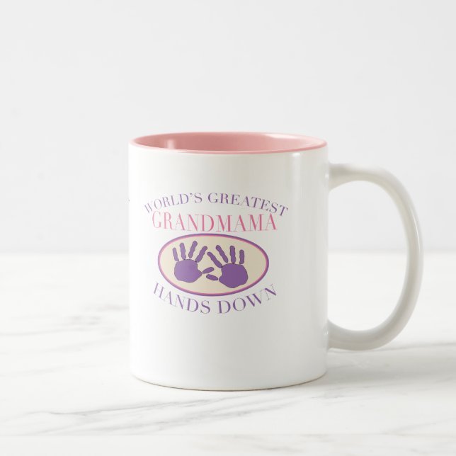 Best Grandmama Hands Down T - Shirt Zweifarbige Tasse (Rechts)