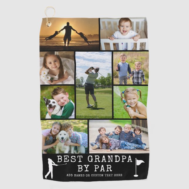 BEST GRANDPA BY PAR 9 FotoCollage Personalisiert G Golfhandtuch (Vorderseite)