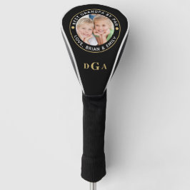 BEST GRANDPA BY PAR Foto Monogram Black Gold Golf Headcover