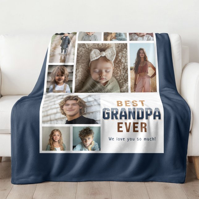 Best Grandpa Ever 10 Photo Collage  Fleecedecke (Von Creator hochgeladen)