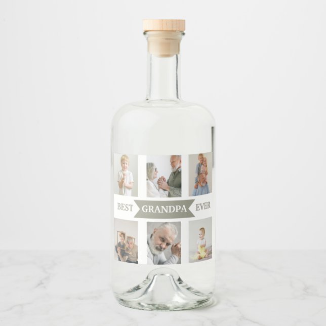 Best Grandpa Ever | Custom Photos Liquor Label Alkoholflaschenetikett (Vorderseite)
