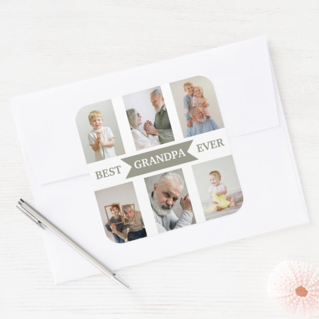 Best Grandpa Ever | Custom Photos Sticker (Enveloppe)