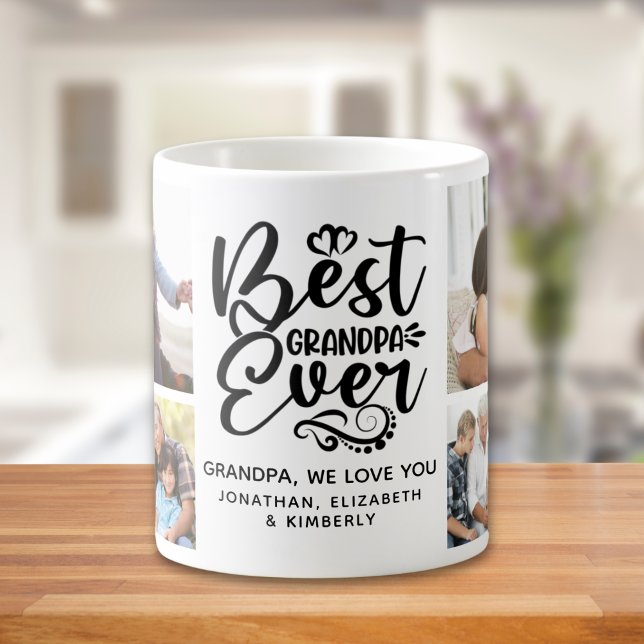 Best Grandpa Ever Cute Photo Collage for Grandpa Kaffeetasse (Von Creator hochgeladen)