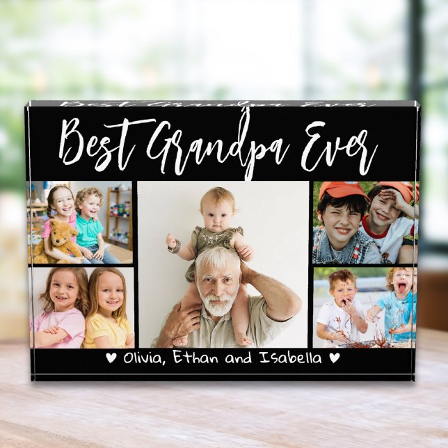 Best Grandpa Ever Grandkids  Black 5 Collage Fotoblock (Von Creator hochgeladen)