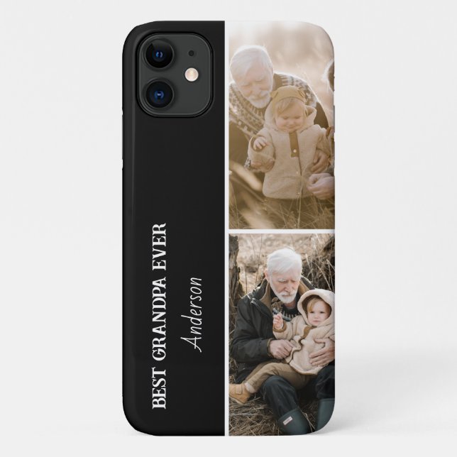 Best Grandpa Ever Modern 2Photo Collage  Case-Mate iPhone Hülle (Rückseite)