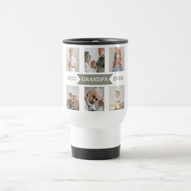 Best Grandpa Ever – Personalized Photos Travel Mug (Centre)