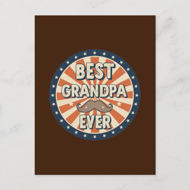 Best grandpa ever retro badge postkarte (Vorderseite)
