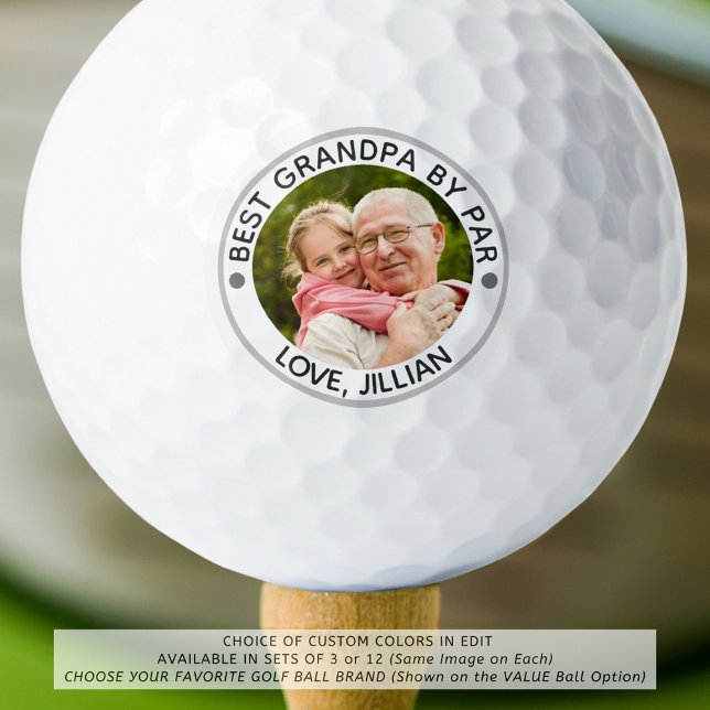 BEST GRANDPA NACH PAR Foto Personalisiert Golfball (Von Creator hochgeladen)