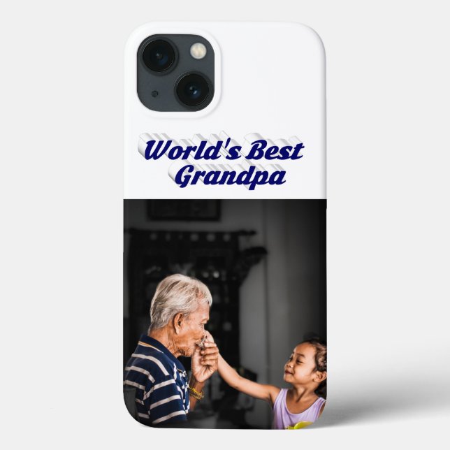 Best Grandpa photo dark blue text Case-Mate iPhone Hülle (Rückseite)